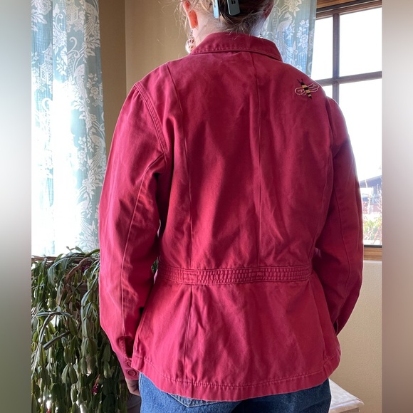Eddie Bauer hand embroidered red jean jacket - Picture 2 of 15